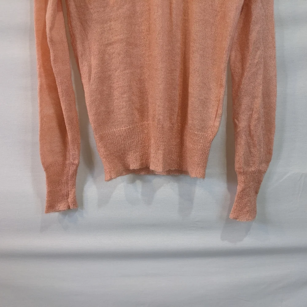 H&M Divided Peach Mohair Blend Open Knit Long Sleeve Sweater Size 6 Small - Picture 4 of 9